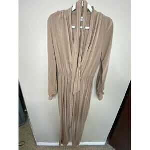Carly Jean Womens Brown Pantsuit Large long sleeve rayon belt pants one piece‎